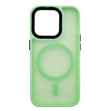 Husa din silicon compatibila MagSafe, Matte Transparent pentru iPhone 15 Pro Max Verde Menta