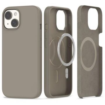 Husa MagSafe pentru Apple iPhone 15, Tech-Protect, Silicone, Maro