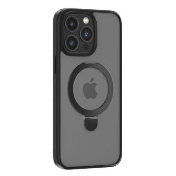 Husa Protectie Spate Devia Delight Series Magnetic pentru Apple iPhone 15 Pro Max, cu suport (Negru)