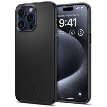 Husa Protectie Spate Spigen Thin Fit ACS06686 pentru Apple iPhone 15 Pro (Negru)