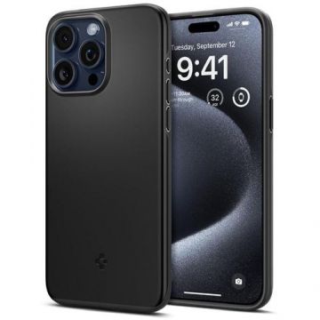 Husa Protectie Spate Spigen Thin Fit ACS06686 pentru Apple iPhone 15 Pro (Negru)
