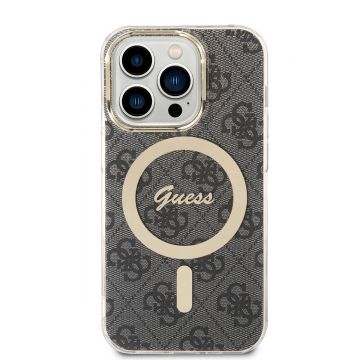 Husa telefon Guess pentru iPhone 15 Pro, IML 4G MagSafe, Silicon, Gri