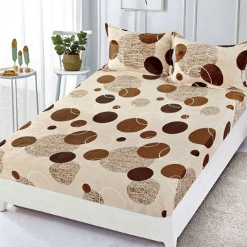Cearsaf cu elastic COCOLINO 180x200x25cm 2 fete de perne Maro cercuri