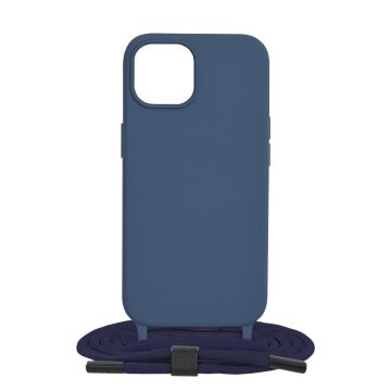 Husa de protectie cu snur Techsuit Crossbody Lanyard compatibil cu iPhone 15 - Albastru