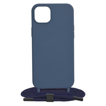 Husa de protectie cu snur Techsuit Crossbody Lanyard compatibil cu iPhone 15 Plus - Albastru