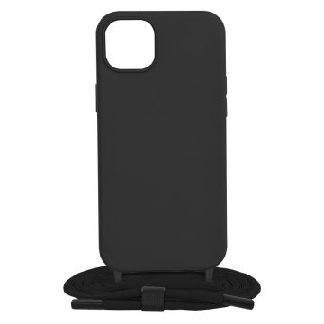 Husa de protectie cu snur Techsuit Crossbody Lanyard compatibil cu iPhone 15 Plus - Negru