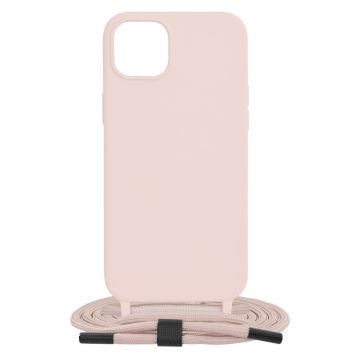 Husa de protectie cu snur Techsuit Crossbody Lanyard compatibil cu iPhone 15 Plus - Roz