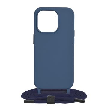 Husa de protectie cu snur Techsuit Crossbody Lanyard compatibil cu iPhone 15 Pro - Albastru