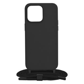 Husa de protectie cu snur Techsuit Crossbody Lanyard compatibil cu iPhone 15 Pro Max - Negru