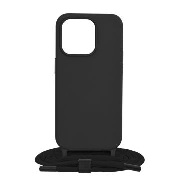 Husa de protectie cu snur Techsuit Crossbody Lanyard compatibil cu iPhone 15 Pro - Negru
