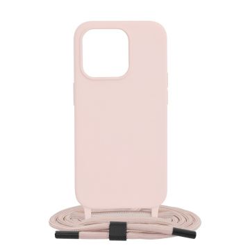 Husa de protectie cu snur Techsuit Crossbody Lanyard compatibil cu iPhone 15 Pro - Roz