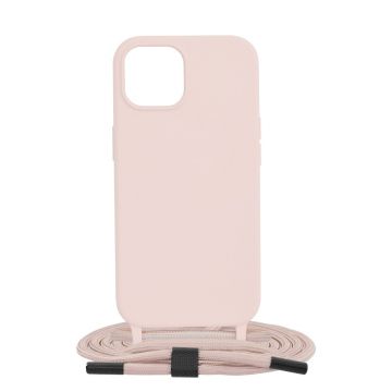 Husa de protectie cu snur Techsuit Crossbody Lanyard compatibil cu iPhone 15 - Roz