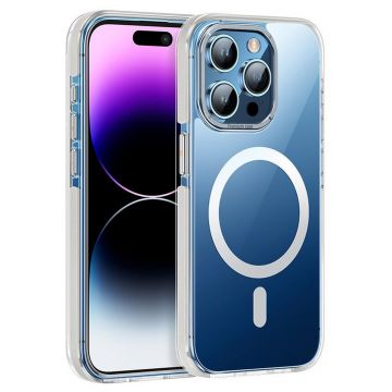 Husa de protectie din policarbonat Hoco Magnetic Dual-Color Case pentru iPhone 15 - Alb