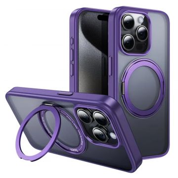 Husa de protectie din policarbonat Hoco Stand Magnetic Case, pentru iPhone 15 - Mov