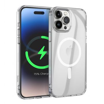 Husa de protectie din silicon Hoco Transparent Magnetic Case, pentru iPhone 15 Plus - Alb