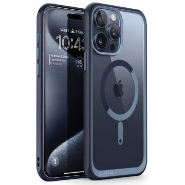 Husa de protectie telefon premium Supcase, Unicorn Beetle Slim Transparent MagSafe, compatibila cu Apple iPhone 15 Pro, Albastru Navy