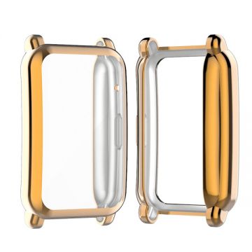 Husa de protectie tip rama cu ecran din silicon electroplacat pentru Huawei Honor Watch ES, rose-gold