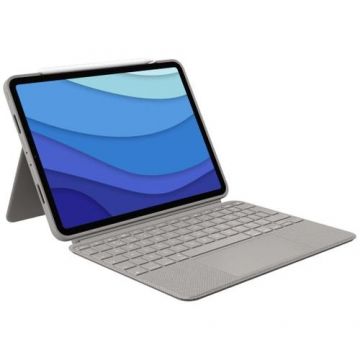 Husa Logitech Combo Touch cu tastatura si trackpad detasabile pentru iPad Pro 11 inch gen 1-4 , UK, Gri