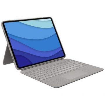 Husa Logitech Combo Touch cu tastatura si trackpad detasabile pentru iPad Pro 12.9 inch gen 5,6 , UK, Gri