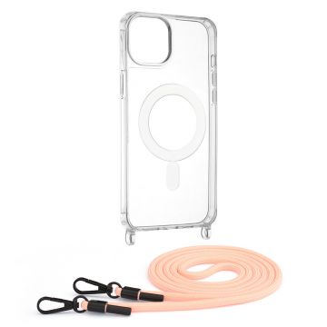 Husa Techsuit Acrylic MagSafe Crossbody pentru iPhone 15 Plus - Roz