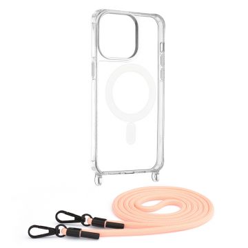 Husa Techsuit Acrylic MagSafe Crossbody pentru iPhone 15 Pro Max - Roz