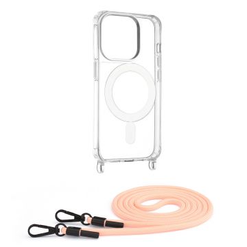 Husa Techsuit Acrylic MagSafe Crossbody pentru iPhone 15 Pro - Roz