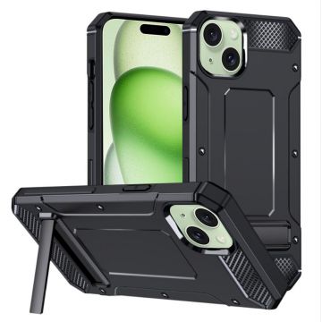 Husa Techsuit Hybrid Armor Kickstand pentru iPhone 15 - Negru