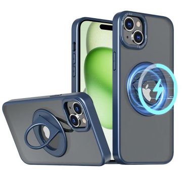 Husa Techsuit MagSafe Ghost Holder Series pentru iPhone 15 Plus - Albastru mat