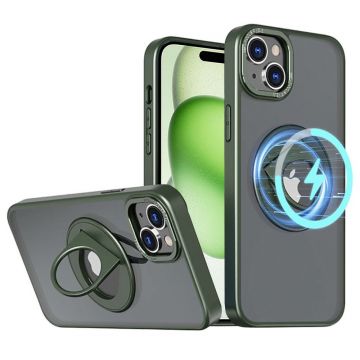 Husa Techsuit MagSafe Ghost Holder Series pentru iPhone 15 Plus - Verde mat