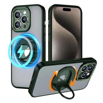 Husa Techsuit MagSafe Ghost Holder Series pentru iPhone 15 Pro Max - Verde mat
