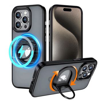 Husa Techsuit MagSafe Ghost Holder Series pentru iPhone 15 Pro - Negru mat
