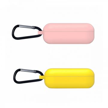Set 2 huse de protectie din silicon cu carlige de prindere, pentru casti Huawei Freebuds 3i, roz, galben