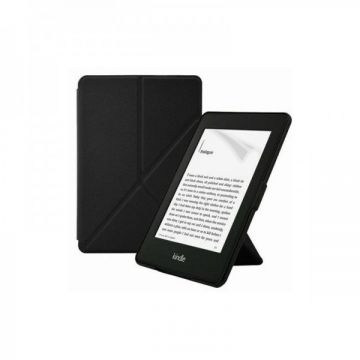 Set 2 in 1 pentru eBook Reader Kindle 2019 10th generation cu husa KRASSUS flip cover tip origami si folie ecran, negru