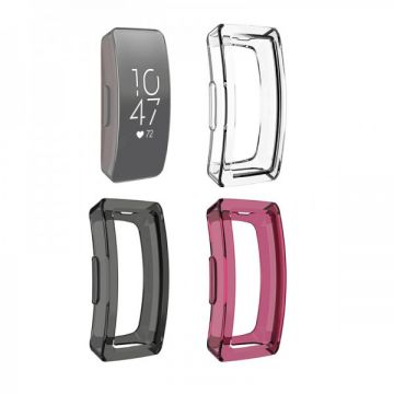 Set 3 huse din silicon tip rama ecram pentru Fitbit Inspire / Inspire HR , negru, roz, transparent
