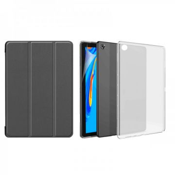 Set 3 in 1 pentru Huawei MatePad T10 9.7 inch/ T10S 10.1inch cu husa carte, husa silicon si folie protectie ecran, negru