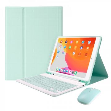 Set 3 in 1 pentru iPad 9.7 inch, iPad Air 1/ Air 2 / Ipad Pro 9.7 inch cu husa carte, tastatura bluetooth si mouse wireless, A1893 / A1954 / A1822 / A1823 / A1673 / A1674 / A1675 / A1673 / A1674 / A1675 / A1474 / A1475 / A1476, verde