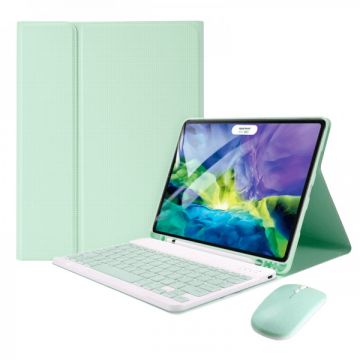 Set 3 in 1 pentru iPad Air 4 2020, 10.9 inch/ iPad Pro 11 inch cu husa carte, tastatura bluetooth si mouse wireless, A2072 / A2316 / A2324/ A2325 / A2013 / A1934 / A1979 / A2068/ A2228/ A2230, verde
