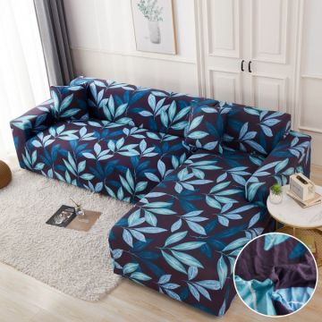 Set husa pentru coltar M + L Elastica Jojo Home Albastru frunze Set husa pentru coltar M + L Elastica Jojo Home Albastru frunze