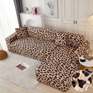 Set husa pentru coltar M + L Elastica Jojo Home Bej-Negru animal print Set husa pentru coltar M + L Elastica Jojo Home Bej-Negru animal print