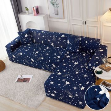 Set husa pentru coltar M + L Elastica Jojo Home Bleumarin-Alb stelute Set husa pentru coltar M + L Elastica Jojo Home Bleumarin-Alb stelute