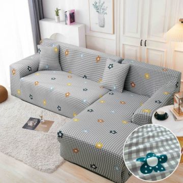 Set husa pentru coltar M + L Elastica Jojo Home Gri flori