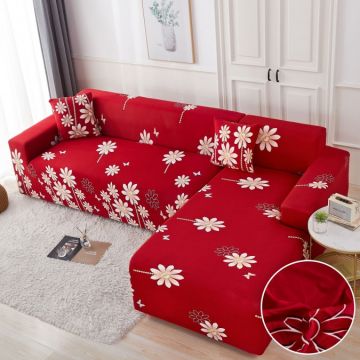 Set husa pentru coltar M + L Elastica Jojo Home Rosu flori Set husa pentru coltar M + L Elastica Jojo Home Rosu flori