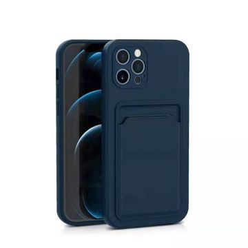 Husa protectie cu suport card compatibila cu Samsung Galaxy A02S Albastru inchis