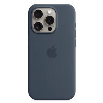 Husa protectie spate Apple Silicone Case MagSafe pentru Apple iPhone 15 Plus (Albastru inchis)