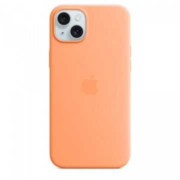 Husa protectie spate Apple Silicone Case MagSafe pentru Apple iPhone 15 Plus (Portocaliu)