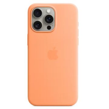 Husa Protectie Spate Apple Silicone Case MagSafe pentru Apple iPhone 15 Pro Max (Portocaliu)