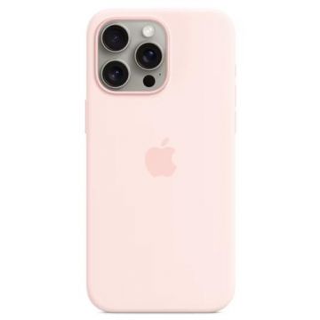 Husa Protectie Spate Apple Silicone Case MagSafe pentru Apple iPhone 15 Pro Max (Roz)