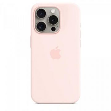Husa Protectie Spate Apple Silicone Case MagSafe pentru Apple iPhone 15 Pro (Roz)