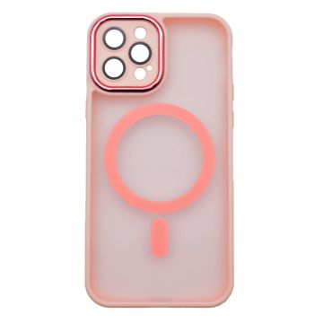 Husa tip MagSafe, Camera Protection Matte Silicon pentru iPhone 11 Pro Max Roz