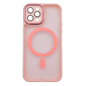 Husa tip MagSafe, Camera Protection Matte Silicon pentru iPhone 11 Roz